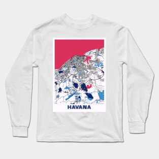 Havana - Cuba MilkTea City Map Long Sleeve T-Shirt